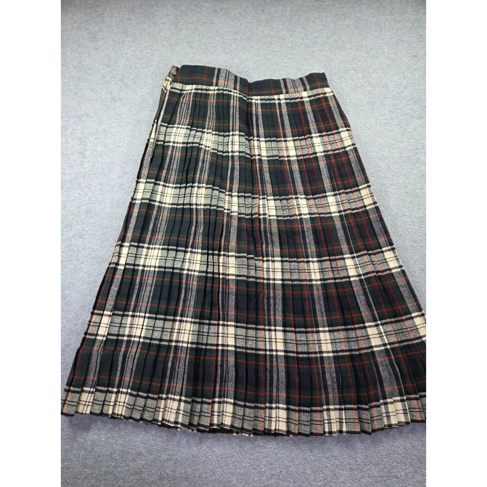 Unbranded Women Plaid Pleated Midi Skirt 26 Green Navy Red Tartan Dark Academia